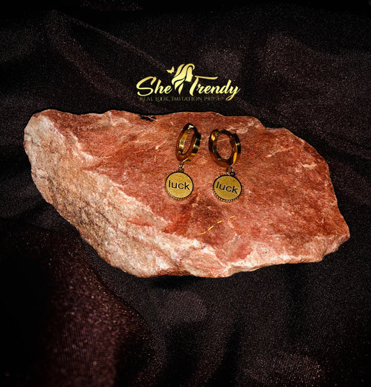 Golden Luck Charm Hoop Earrings