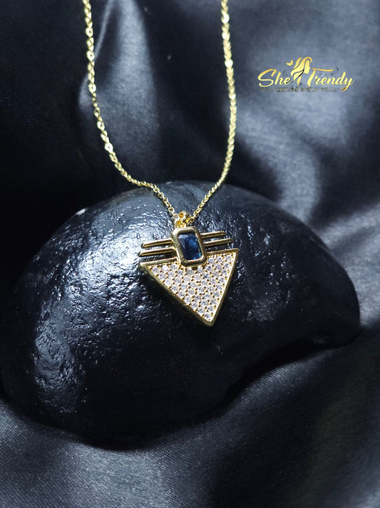 Geometric Sparkle Sapphire Pendant Necklace