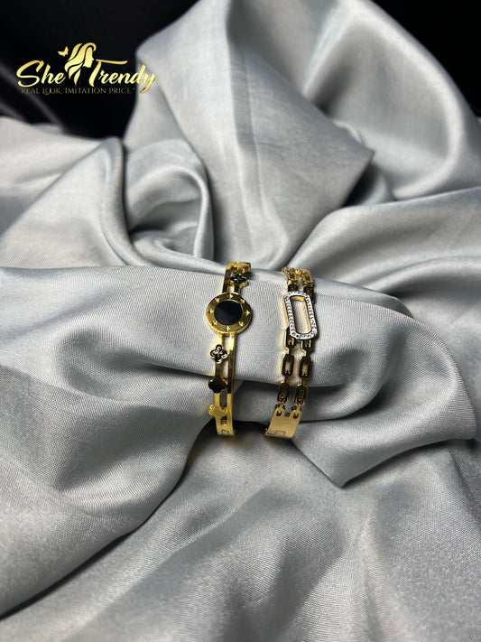 Chic Duo Golden Bracelet Set (2 Bracelets)
